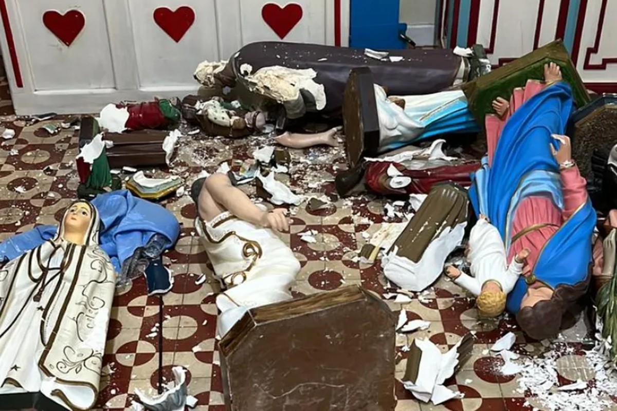 Destruição de 28 imagens de santos em paróquia no Paraná é atribuída a momento eleitoral (Foto: Divulgação)