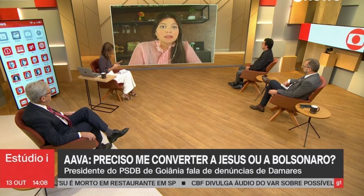Aava Santiago na Globonews / Reprodução