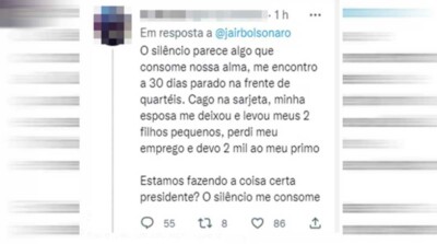apoiadores mandam recados a Bolsonaro: "perdi emprego e mulher"