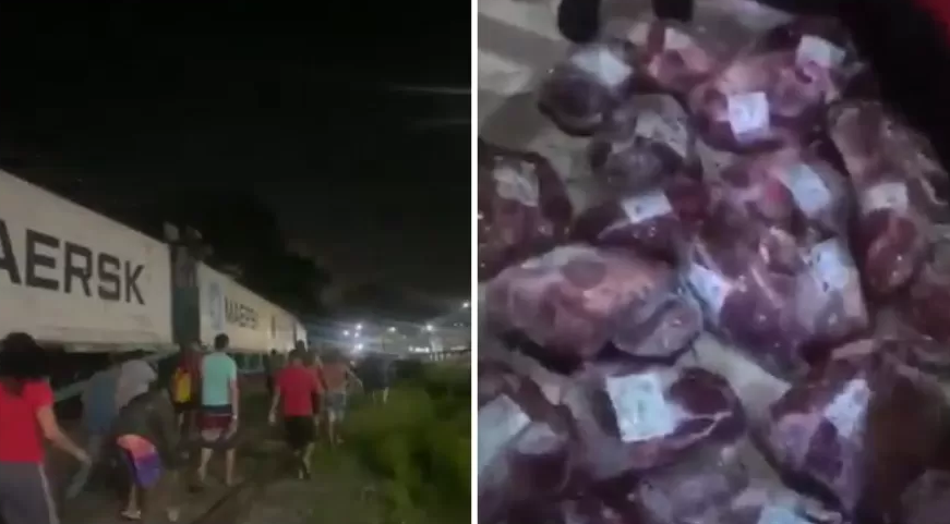 Carregamento de carne em trem em movimento é saqueado em São Paulo