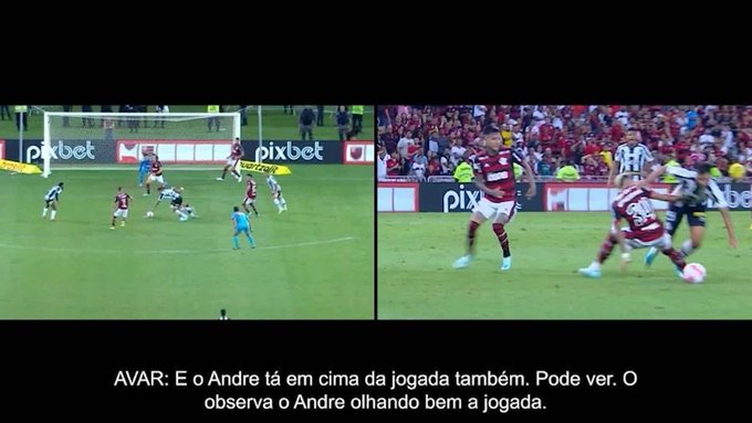 Imagens do VAR de Flamengo e Santos