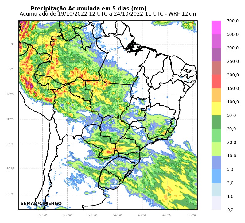 Mapa aponta chegada da frente fria em Goiás