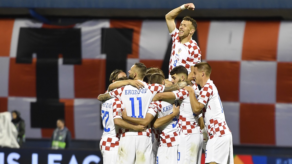 Jogadores da Croácia comemoram gol da seleção