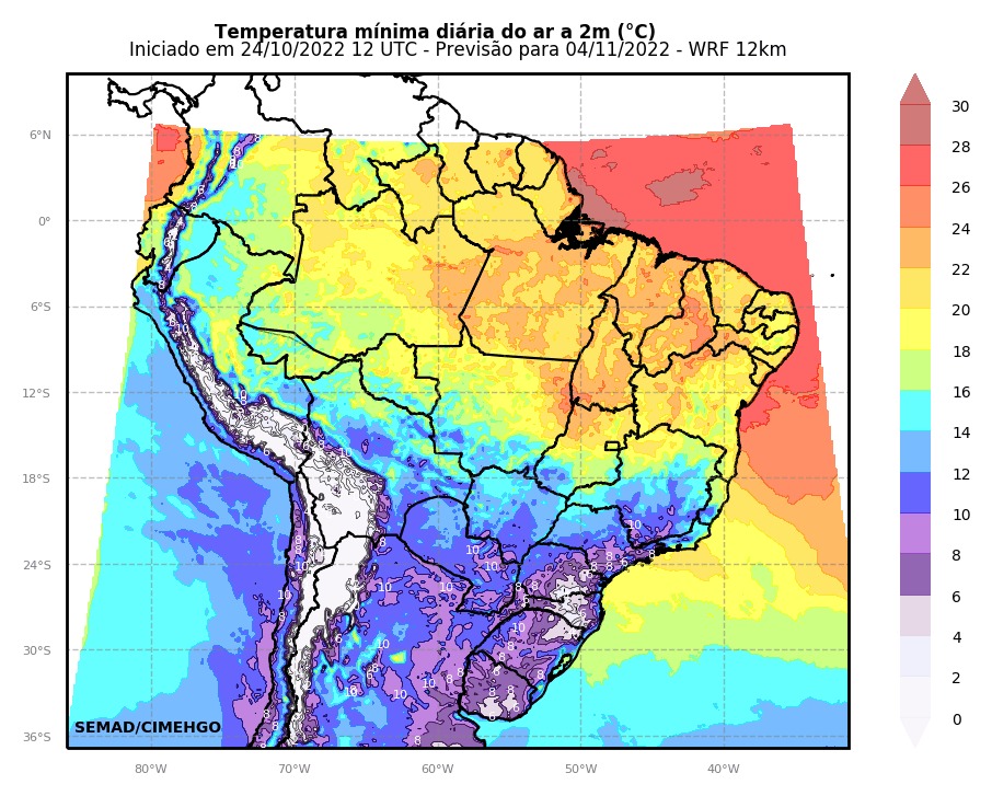 Frente fria deve provocar queda de temperatura no Brasil na próxima semana
