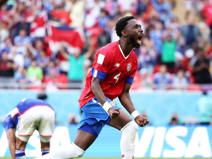 Fuller comemorando gol marcado pela Costa Rica