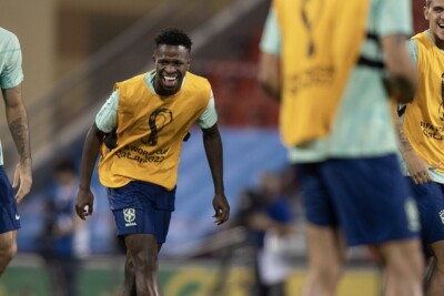 Vinícius Junior em treino pela seleção brasileira