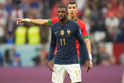 Ousmane Dembélé em jogo diante do Marrocos