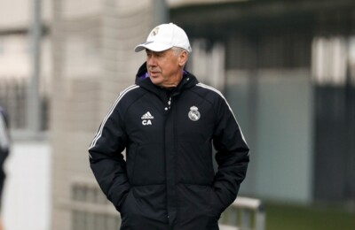 Carlo Ancelotti em treinamento do Real Madrid