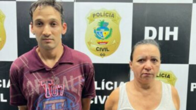 A Polícia Civil prendeu os investigados Leila Alves e Vinícius Alves. São mãe e filho e autores confessos de homicídio em bar de Goiânia