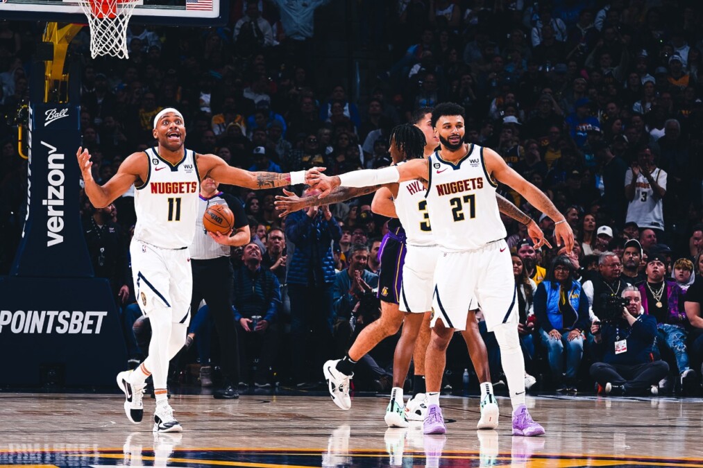 Denver Nuggets durante vitória contra Lakers