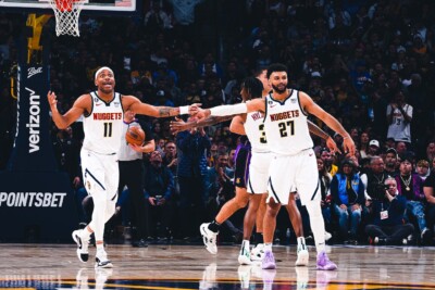 Denver Nuggets durante vitória contra Lakers