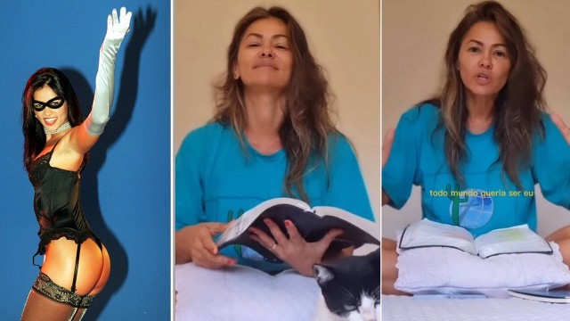 Recordista de vendas da "Playboy", a atriz hoje tem 44 anos Com bíblia na mão, Suzana Alves relembra época de Tiazinha