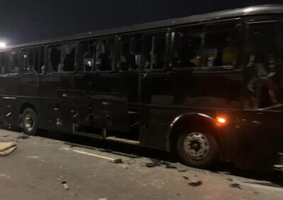 Ônibus após briga de organizadas