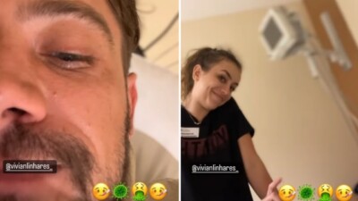 Ator mostrou os aparelhos do hospital e colocou emojis doentes Rafael Cardoso posta vídeo no hospital com nova namorada