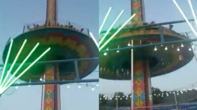 Brinquedo de parque desaba e deixa 17 feridos na Índia; vídeo Queda foi provocada pelo rompimento de um dos cabos da estrutura