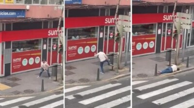 Cena viralizou nas redes sociais pelo mundo Homem bêbado luta contra lata de lixo e perde, na Espanha; assista ao vídeo