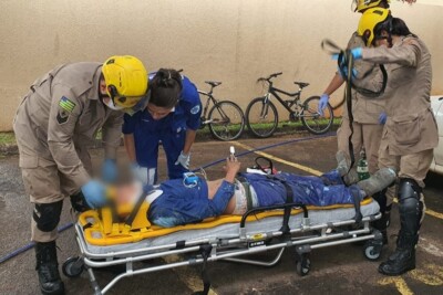 Homem cai em caixa d'água, em Goiânia, fica inconsciente e precisa de oxigênio