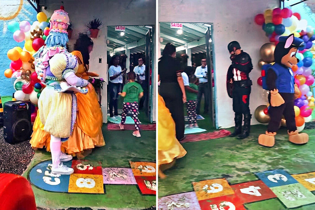 Creche alvo de ataque em SC reabre com muro mais alto e balões Crianças foram recebidas por pessoas fantasiadas; PM dará suporte por 15 dias