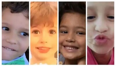 Bernardo Cunha Machado, de 5 anos, Bernardo Pabest da Cunha, de 4 anos, Enzo Marchesin Barbosa, de 4 anos e Larissa Maia Toldo, de 7 anos, crianças assassinadas na creche de Blumenau (Foto: reprodução)