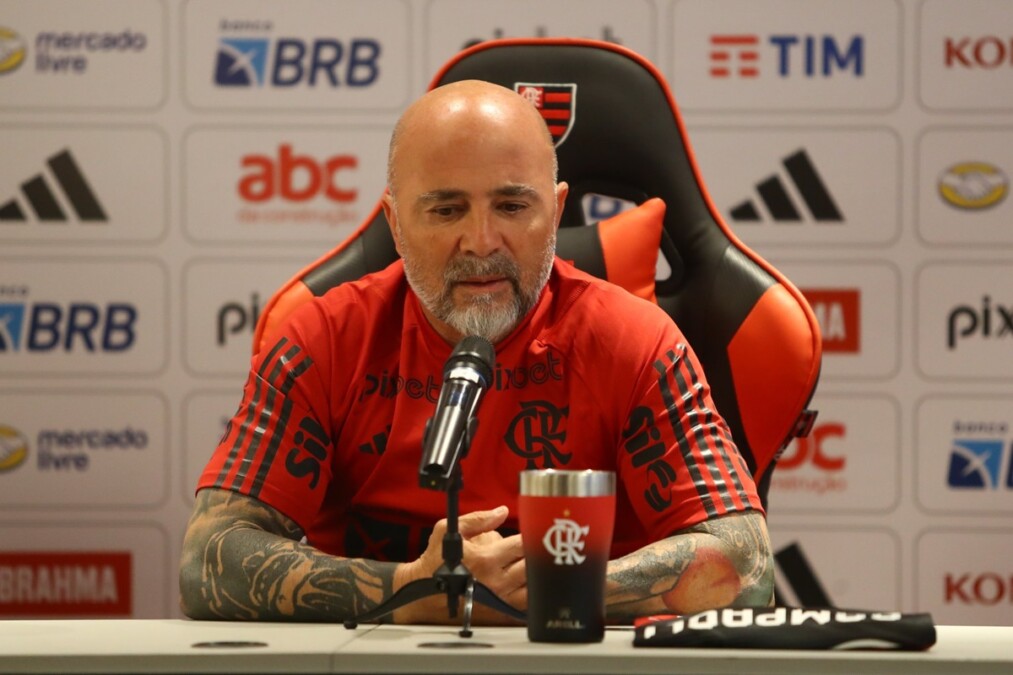 Jorge Sampaoli em apresentação no Flamengo
