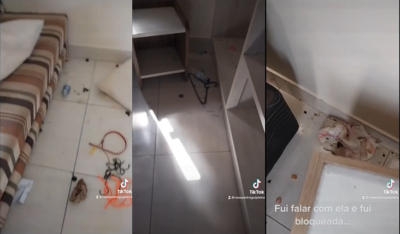Locatária ameaçou a mulher, dizendo que derrubaria o Instagram Mulher aluga apartamento em Caldas Novas e entrega local destruído; vídeo