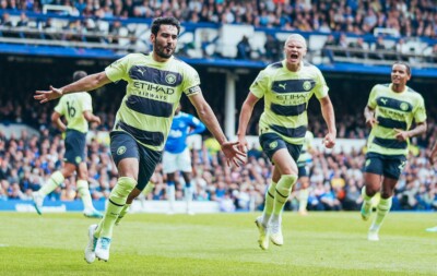 Gundogan e Haaland comemorando gol pelo Manchester City