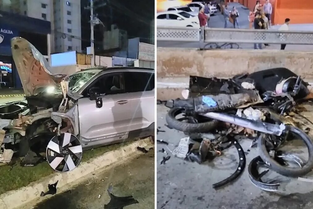 Perícia no viaduto da T-63 busca velocidade de veículo que matou motociclista e passageiro