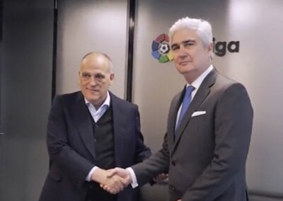 Presidente da La Liga com Embaixador brasileiro na Espanha
