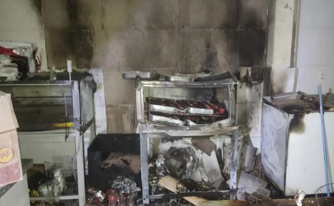 Incêndio em cozinha de salão de festas