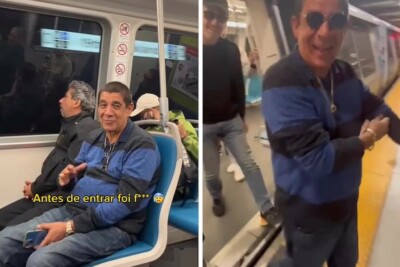Zeca Pagodinho publica vídeo andando de metrô pela primeira vez: 'Sonho realizado' Artista utilizou o serviço público em Los Angeles
