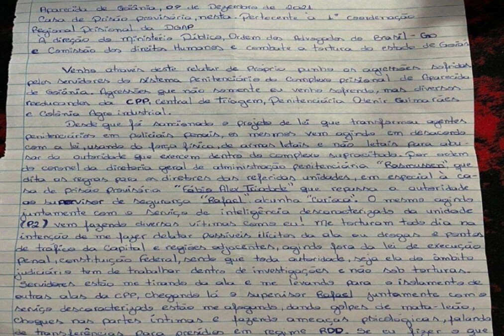 MPGO pede que polícia investigue supostas assinaturas falsas de presos em denúncia de maus-tratos