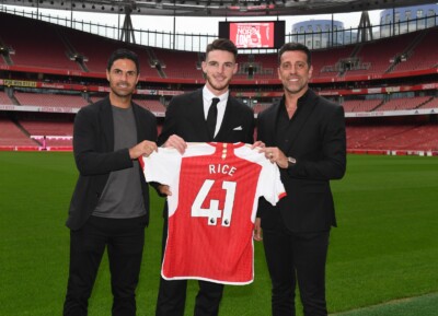 Declan Rice apresentado no Arsenal