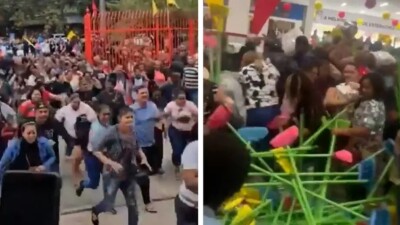 Clientes brigam por vassouras em inauguração de loja no Rio; vídeo Teve gente caindo no chão, chinelo perdido pelo caminho e vassouradas