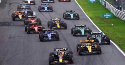 Carros da Fórmula 1 durante GP da Holanda