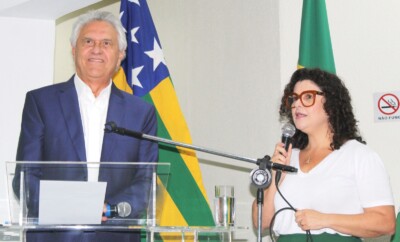 Governador Ronaldo Caiado e secretária Andréa Vulcanis