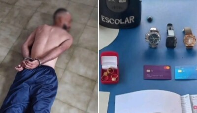 Segundo PM, suspeito foi “gentilmente” acordado pelos policiais Polícia prende homem que dormiu durante o furto, no setor Criméia Oeste