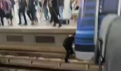 Resgate de homem que caiu nos trilhos do metrô no DF (Foto: Reprodução)