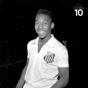 Pelé com a camisa do Santos durante sua juventude