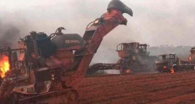 Incêndio consumiu 400 hectares de cana e palha de cana. Quatro trabalhadores que faziam plantio e colheita morreram queimados (Foto: reprodução/Vídeo)