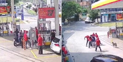 Frentistas reagem a assalto e espancam ladrão em São Paulo; vídeo Um dos criminosos conseguiu fugir de moto