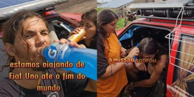 Casal goiano viraliza ao viajar pela América do Sul a bordo de Uno Objetivo é chegar até a cidade de Ushuaia, na Argentina