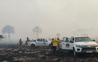 Operação de combate ao incêndio no Parque Estadual de Terra Ronca (Foto: Divulgação)