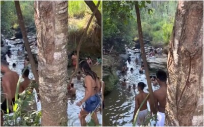 Vídeo revela queda-d'água 'escondida' entre condomínios de luxo em Goiânia