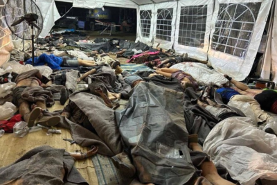 Pessoas mortas na Faixa de Gaza, por causa da guerra entre Israel e o Hamas (Foto: Twitter)