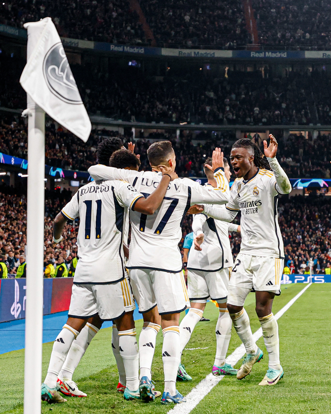 Jogadores comemorando terceiro gol do clube espanhol. Foto: Divulgação Real Madrid