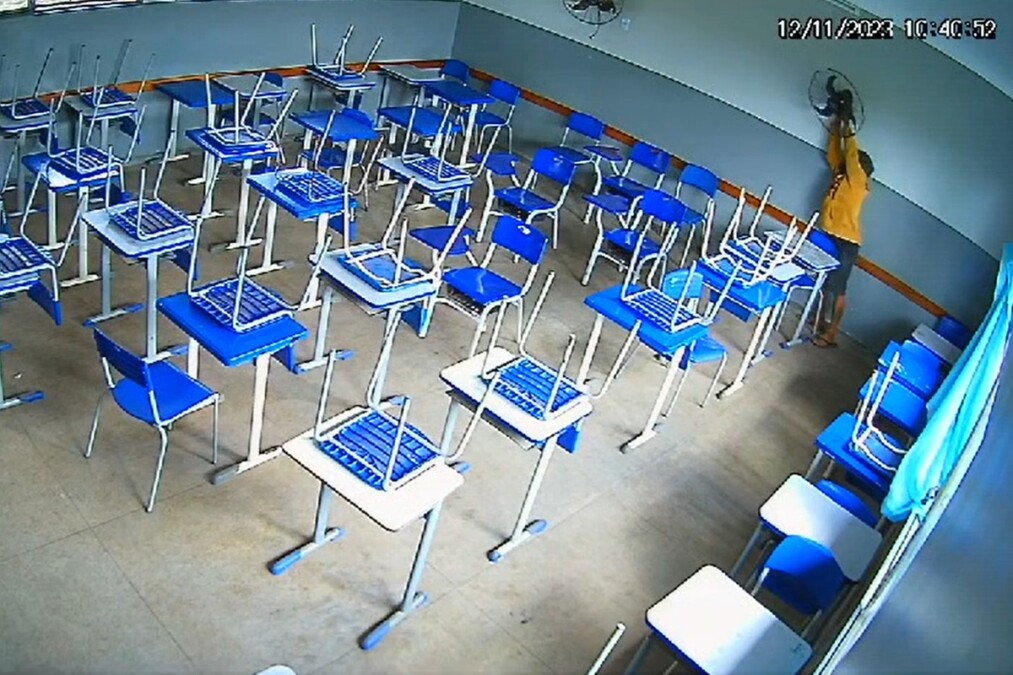 Câmeras flagram homem furtando ventiladores em escola de Águas Lindas