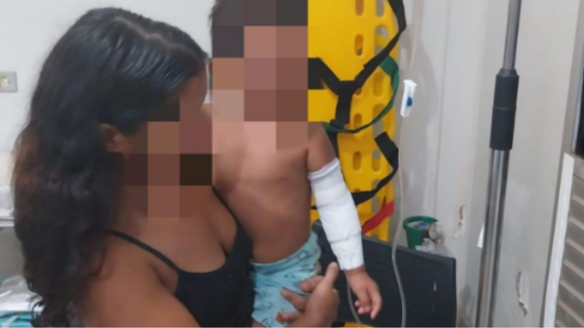 Criança atacada por sucuri não sofreu ferimentos graves (Foto divulgação Batalhão Rural da PM).