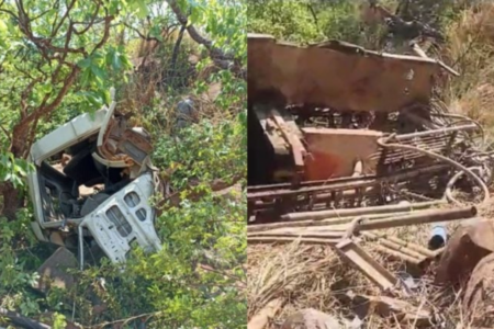 Caminhoneiro morre após veículo perder o freio e cair de penhasco em Goiás