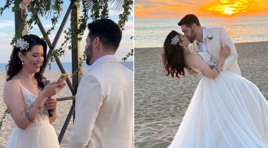 Ex-BBBs Nasser e Andressa se casam pela terceira vez, após dez anos juntos Casal formado no BBB 13 fez a renovação de votos