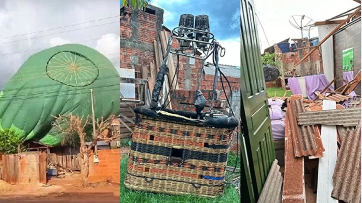 Balão que levava Papai Noel cai em casa e deixa duas pessoas feridas em MT; vídeo Empresa responsável divulgou nota sobre o caso
